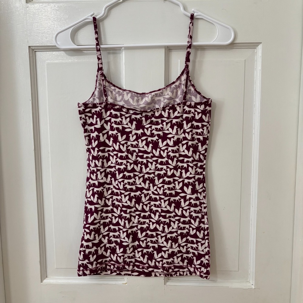 Y2K Style Foxes Print Maroon Preppy Funny Aeropostale Favorite Cami Tank Sz M - Picture 3 of 4